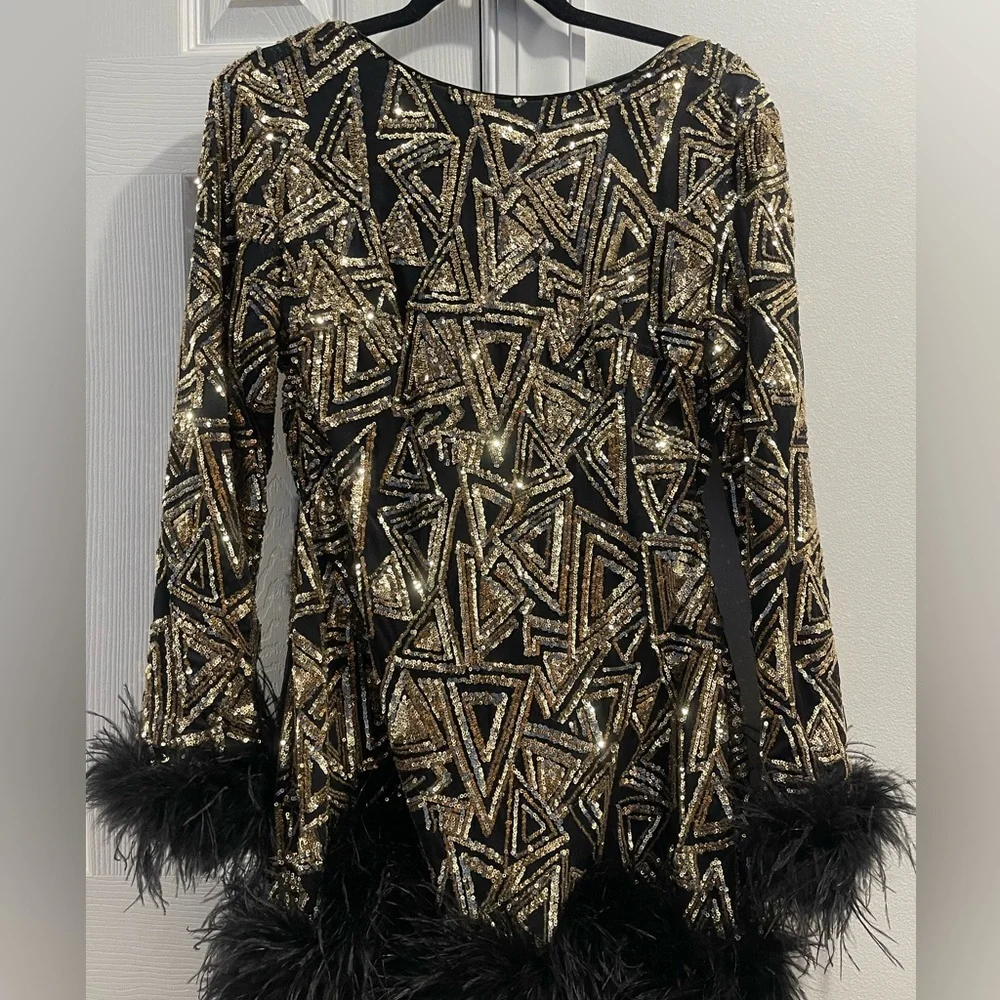 Rare London Sequin Mini Dress - Holiday Sequin - Tapered fit - Picture 2 of 4